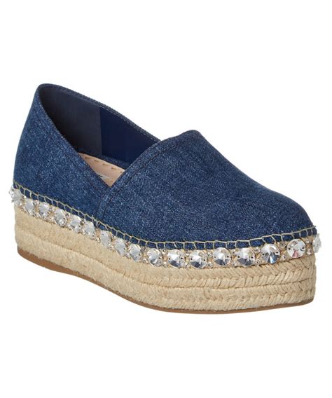 Miu Miu Denim Embellished Platform Espadrille' In Multi